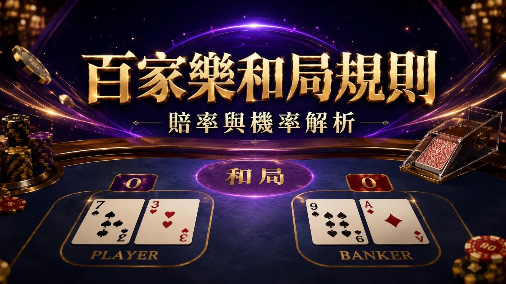 百家樂莊閒點數相同開出和局的畫面